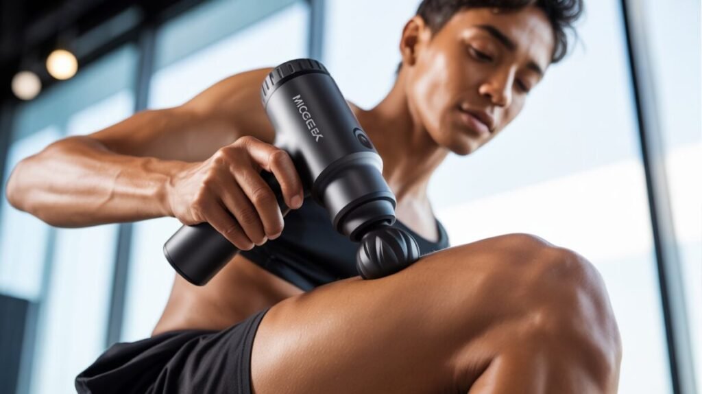 Massageador Pistola Elétrica Micgeek Profissional – 6 Velocidades e 4 Cabeças. 7 Massageador Pistola Elétrica Profissional
