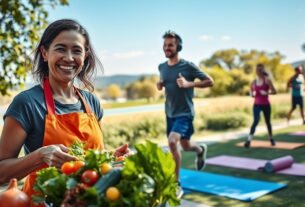 O que realmente funciona para emagrecer com saúde. Vamos te mostrar um guia prático para emagrecer de forma saudável. Você vai aprender dicas simples para aplicar no seu dia a dia. Nossa meta é mostrar caminhos seguros e duradouros, sem prometer milagres. Exploraremos como o emagrecimento saudável ajuda a perder gordura e melhorar sua saúde física e mental. Vamos falar sobre o que comer, exercícios, sono, água e quando buscar ajuda de profissionais. Seguindo nossas dicas, você vai aprender a emagrecer de forma saudável. Vamos falar sobre déficit calórico, comer alimentos naturais, beber água, dormir bem e fazer exercícios regularmente. Leia este guia para aprender a emagrecer de forma saudável. Você vai ver que é possível fazer isso sem efeitos colaterais. E vamos te ensinar a fazer isso de forma segura e duradoura. Principais conclusões Emagrecer com saúde prioriza gordura corporal e bem-estar, não só o peso. Déficit calórico moderado é a base para emagrecimento saudavel e duradouro. Alimentação com fibras e proteínas magras ajuda saciedade e perda de peso. Hidratação, sono de 7–9 horas e 150–200 minutos de exercício por semana são fundamentais. Procure suporte de nutricionista e equipe multidisciplinar quando necessário. Entenda o que significa emagrecer com saúde Emagrecer com saúde não é só perder peso. É cuidar da perda de gordura e da preservação da massa magra. Também é manter um equilíbrio nutricional e cuidar da saúde mental. Esse caminho evita perdas rápidas de água e músculo, comuns em dietas extremas. https://www.youtube.com/watch?v=l3XDZ_XspZs Definição de emagrecimento saudável versus perda de peso rápida Emagrecer saudavel foca em reduzir gordura e manter as fibras musculares. Já a perda de peso rápida pode levar a desidratação e perda de massa magra. Se a estratégia não for sustentável, o peso pode voltar facilmente. Por que o foco deve ser saúde, não só números na balança Medidas como a circunferência abdominal e o percentual de gordura mostram o progresso real. Melhor sono, mais energia e redução da pressão arterial são sinais positivos. Priorizar a saúde aumenta as chances de emagrecer de forma definitiva e melhorar a qualidade de vida. Riscos das dietas extremas e do efeito ioiô Dietas com déficit calórico exagerado podem causar déficits nutricionais e perda de massa magra. Isso pode levar ao efeito ioiô, com ciclos de perda e ganho que aumentam a gordura visceral e o risco cardiometabólico. Além disso, restrições alimentares prolongadas podem causar transtornos alimentares e problemas psicológicos. Por isso, é importante perder peso de forma saudavel, com mudanças práticas no dia a dia. Evite atalhos perigosos que prometem resultados rápidos sem base científica. Como calcular metas realistas: déficit calórico e ritmo seguro Para emagrecer de forma saudável, é essencial ter um plano bem pensado. Isso ajuda a evitar a perda de massa magra e a evitar o efeito ioiô. Comece com indicadores simples, evitando promessas que parecem demais. O que é déficit calórico e como funciona para perder weight de forma saudável Déficit calórico significa consumir menos calorias do que você gasta. Isso faz o corpo usar gordura como energia. Para manter o músculo, é importante consumir proteína e fazer exercícios de resistência. Quanto perder por semana para emagrecer de forma definitiva e segura Perder 0,25 a 1 kg por semana é um objetivo seguro. Isso varia conforme idade, sexo e corpo. Perder 500 g por semana é um objetivo realista para muitos. Mas, perder 500 g a 1 kg por dia é muito rápido e perigoso. Exemplos práticos de cálculo e uso do IMC como referência Para calcular o IMC, divide o peso pelo quadrado da altura. Isso te dá uma ideia do seu ponto de partida. Depois, use fórmulas como Mifflin-St Jeor para calcular o gasto energético basal. Para perder peso de forma gradual, crie um déficit diário de 300 a 700 kcal. Por exemplo, reduzir 500 kcal por dia pode resultar em 0,5 kg por semana. Mas isso pode variar de pessoa para pessoa. ItemFórmula / ReferênciaExemplo práticoIMCpeso (kg) / altura² (m)70 kg / (1,70 m)² = 24,22 — classificação: normalTMB (Mifflin-St Jeor)Homens: 10×peso + 6,25×altura − 5×idade + 5; Mulheres: 10×peso + 6,25×altura − 5×idade − 161Mulher, 30 anos, 70 kg, 1,70 m → TMB ≈ 1465 kcalETA (TMB × atividade)Multiplicador: sedentário 1,2; leve 1,375; moderado 1,55; intenso 1,725TMB 1465 × 1,55 = 2271 kcal (gasto total)Déficit recomendado~300–700 kcal/dia2271 − 500 = 1771 kcal/dia → perda estimada ~0,5 kg/semanaVariaçõesIdade, sexo, composição corporal influenciam resultadosPessoas com maior massa magra queimam mais; idosos podem precisar de ajuste Para emagrecer de forma definitiva, é bom consultar um nutricionista. Eles podem ajustar o déficit calórico para você. Assim, você aprenderá a emagrecer de forma saudável, sem prejudicar sua saúde. Alimentação prática para perder peso de forma saudável Para quem quer emagrecer de forma saudável, pequenas mudanças são essenciais. Mudanças no que você compra e come fazem grande diferença. Priorize alimentos naturais: fibras, proteínas magras e leguminosas Adicione frutas, verduras e cereais integrais às suas refeições. As fibras ajudam a se sentir cheio por mais tempo. Escolha proteínas magras como frango, peixes, ovos e tofu. Leguminosas, como feijão e lentilha, são boas fontes de proteína e fibras. Escolha iogurte natural e castanhas para snacks. Essas opções ajudam a perder peso sem sentir muita fome. Como montar um prato diário que favoreça o emagrecimento saudável Use a regra visual: metade do prato com vegetais, um quarto com proteína magra e um quarto com carboidrato integral. Tempere com azeite extravirgem e evite molhos prontos. Troque arroz branco por integral e pão branco por integrais. Uma porção prática: salada colorida, 1 filé de frango pequeno ou 2 ovos, e uma concha de feijão ou porção moderada de arroz integral. Estratégias para diminuir porções sem sentir fome excessiva Coma devagar e faça pausas entre as garfadas. Comece com a salada para comer menos. Use pratos menores para controlar o volume. Exemplos: 2 ovos no café, 1 filé de frango no almoço, 1 concha pequena de leguminosas à noite. Substitua alimentos ultraprocessados por opções com fibras e proteína. Frutas com iogurte natural e castanhas são boas escolhas. Assim, você mantém o prazer nas refeições. ComponenteOpções práticasPorção sugeridaVegetais e saladaAlface, tomate, abóbora, cenouraMetade do pratoProteínasPeito de frango, peixe, ovos, tofu1 filé pequeno ou 2 ovosCarboidratos integraisArroz integral, pão integral, batata-doce1/4 do pratoLeguminosasFeijão, lentilha, grão-de-bico1 concha pequenaSnacks inteligentesIogurte natural, frutas, castanhas1 porção entre refeições Mastigar devagar e atenção plena na hora de comer Controlar o ritmo das refeições muda a experiência de comer. Mastigar devagar envia um sinal de saciedade ao cérebro. Isso ajuda a comer menos e melhorar a digestão. Técnicas simples para desacelerar as refeições Faça as refeições sempre à mesa e longe da TV ou do celular. Colocar os talheres sobre o prato entre garfadas ajuda a reduzir a velocidade. Conte mastigadas até 20 em bocados maiores ou use um garfo menor para obrigar-se a comer devagar. Comer devagar transforma a rotina e torna mais fácil manter metas sem sentir privações. Como reduzir comer emocional e evitar beliscos entre refeições Identifique gatilhos como estresse, tédio ou sono. Anote no diário alimentar o motivo da refeição para diferenciar fome verdadeira de impulso emocional. Tenha alternativas prontas: uma caminhada de cinco minutos, um copo de água, conversar com alguém. Planejar lanches nutritivos evita chegar às refeições muito faminto e diminui a necessidade de beliscar. Mastigar devagar e praticar atenção plena ajudam a criar hábitos duradouros. Esses passos são simples e podem ser combinados com outras estratégias. A consistência mostra que mudanças pequenas levam a um emagrecimento saudavel e sustentável. Hidratação, chás e escolhas inteligentes de bebidas Manter-se hidratado é crucial para emagrecer sem perder a saúde. Beber água ajuda a controlar o apetite e melhora o metabolismo. É importante ajustar a quantidade de água de acordo com o clima e o nível de atividade. Quanto beber por dia e variações para diferentes perfis A quantidade de água recomendada varia entre 1,5 e 3 litros por dia. Atletas, idosos e quem mora em lugares quentes podem precisar de mais. Mulheres grávidas, amamentando e pessoas com doenças devem consultar um médico. Para beber mais água, distribua copos ao longo do dia. Beba um copo antes das refeições para diminuir o apetite. Se você faz exercícios, não esqueça de beber água antes, durante e depois. Águas aromatizadas e chás sem açúcar como aliados do emagrecimento Se a água simples não agrada, tente águas com limão, gengibre e hortelã. Essas opções são baixas em calorias e fazem a hidratação ser mais divertida. Chás sem açúcar, como o chá-verde, chá de hibisco e chá de erva-cidreira, são ótimos para hidratar sem calorias. Mas lembre-se de não beber chás que possam ser contraindicados para você, especialmente se você estiver grávida. Evite sucos, refrigerantes e bebidas alcoólicas. Eles têm muitas calorias e geralmente vêm com alimentos que podem atrapalhar o emagrecimento. Faça jarras de água saborizada e chás gelados sem açúcar para facilitar a hidratação. Exercício físico: tipos, frequência e intensidade para emagrecer Para obter bons resultados, é essencial equilibrar o esforço com a recuperação. Um bom plano de exercícios deve combinar atividades que queimam calorias com outras que ajudam a manter ou aumentar a massa muscular. Combinação de aeróbicos e treino de resistência Aeróbicos, como corrida e bicicleta, aumentam o gasto calórico. Já o treino de resistência, com musculação, ajuda a manter ou aumentar a massa muscular. Essa combinação melhora o metabolismo e diminui a perda de massa muscular que ocorre em dietas restritivas. Recomendação de tempo semanal: 150 a 200 minutos É recomendado fazer 150 a 200 minutos de atividade moderada a intensa por semana. Divida isso em pelo menos três sessões por semana. Ajuste conforme sua capacidade física. Para perder peso de forma segura, comece com menos tempo e aumente gradualmente. Isso ajuda a evitar lesões. Exemplo de rotina semanal simples para iniciantes Segunda: caminhada rápida — 30 minutos. Terça: treino de resistência (circuito com peso corporal) — 30 minutos. Quinta: bicicleta — 40 minutos. Sexta: treino de resistência — 30 minutos. Fim de semana: dança leve — 40 minutos. Outra opção é fazer três sessões aeróbicas de 40–50 minutos e dois treinos de resistência de 30–40 minutos. Você pode misturar dias quando preferir. É importante aumentar o esforço gradualmente para evitar lesões. Consulte um educador físico para um plano personalizado que atenda às suas necessidades. Exercício de baixo impacto para emagrecer Se você quer perder peso sem pressionar as articulações, escolha atividades seguras e regulares. Práticas de baixo impacto são ideais para começar e diminuem o risco de lesões. Isso ajuda a manter o compromisso com o exercício por mais tempo. Vantagens do baixo impacto para quem tem limitações ou início de treino Atividades de baixo impacto protegem joelhos, quadris e coluna. São perfeitas para quem está com sobrepeso, idosos ou pessoas que voltam ao exercício após lesão. Você sentirá menos dor após o treino e recuperará mais rápido. Isso facilita manter o treino como um hábito. Exercícios recomendados: caminhada rápida, bicicleta, natação, dança leve A caminhada rápida é fácil e pode ser ajustada. Aumente o passo ou inclinação para queimar mais calorias sem pressão nas articulações. Usar bicicleta ergométrica ou pedalar ao ar livre permite controlar a resistência. Natação e hidroginástica trabalham todo o corpo sem estresse nas articulações. Para variar, adicione dança leve ou aulas de baixa intensidade. A dança leve melhora a coordenação e o humor enquanto queima calorias. Como aumentar intensidade sem sobrecarregar as articulações Primeiro, aumente o tempo do treino em cinco a dez minutos por semana. Depois, adicione intervalos leves, alternando ritmos. Introduza resistência gradualmente, como subir pequenas colinas ou ajustar a carga da bicicleta. Combine esses exercícios com treino de força para fortalecer músculos que protegem as articulações. Use calçados adequados, faça aquecimento e alongamento. Evite superfícies instáveis. Emagrecer dançando: benefícios e como incluir na rotina Fazer movimento com prazer ajuda a seguir um plano de perda de peso. A dança mistura exercício com diversão. Isso torna mais fácil manter o ritmo e transformar a atividade física em um hábito. Quem quer emagrecer dançando vai melhorar o condicionamento cardiovascular. Também vai sentir menos estresse. Por que dançar queima calorias e melhora o humor Dançar aumenta a frequência cardíaca, queimando calorias. Aulas de 40 a 60 minutos ajudam a gastar mais energia. O movimento também libera endorfinas, melhorando o humor e o sono. Menos estresse ajuda a controlar a fome emocional. Praticar regularmente apoia mudanças alimentares. Isso aumenta as chances de resultados duradouros. Tipos de dança e programas de aula para diferentes objetivos Escolher o estilo certo depende do seu objetivo e do que você gosta. Zumba e ritmos latinos são altos em intensidade e calorias queimadas. Dança de salão e dança funcional combinam técnica e resistência. São boas para melhorar postura e força. Aulas online são práticas para quem tem pouco tempo. Aulas presenciais oferecem correção técnica e interação social. Recomenda-se 2–4 aulas semanais de 40–60 minutos. Juntar a isso treinos de resistência melhora a composição corporal. Como mensurar progresso quando a atividade é recreativa Use métricas simples para acompanhar o progresso. Registre tempo de atividade, frequência cardíaca média e número de aulas por semana. Observe a melhora na resistência. Se você pode ficar mais tempo sem cansar, está progredindo. Medidas de cintura e fotos mensais mostram mudanças na composição corporal. Manter um diário de atividade ajuda a manter o ritmo. Lembre-se: dançar para emagrecer funciona melhor com alimentação equilibrada e hidratação adequada. Evitar ultraprocessados e escolhas alimentares que sabotam Para perder peso de vez, é essencial saber como alimentos industrializados afetam nossa saciedade. Produtos como refrigerantes, salgadinhos, sorvetes e cereais matinais têm muita açúcar, gorduras ruins e aditivos. Esses ingredientes fazem com que consumamos mais calorias sem sentir fome. Pequenas mudanças no dia a dia fazem grande diferença. Planejar as refeições ajuda a evitar compras impulsivas. Isso reduz a presença de alimentos ultraprocessados em casa. Substituir alimentos simplesmente ajuda a diminuir açúcares e gorduras ruins sem sentir falta. Impacto na saciedade e no ganho de peso Alimentos ultraprocessados têm alto índice glicêmico e são pobres em fibras. Isso causa picos de fome e aumenta a ingestão calórica. Comer mais vezes e escolher porções maiores leva ao ganho de peso e dificuldade para emagrecer. Substituições práticas para escolhas melhores Troque refrigerante por água ou chá sem açúcar. Prefira iogurte natural com fruta em vez de sorvete. Substitua salgadinhos por uma porção controlada de oleaginosas. Pão branco pode virar integral. Escolha grelhados ou cozidos no lugar de frituras. Modere óleos e gorduras: use azeite extravirgem em pequenas quantidades. Guarde óleo de coco e manteiga para ocasiões específicas. Lembre que 1 g de gordura equivale a 9 kcal, então porções pequenas já somam muitas calorias. Como ler rótulos e identificar armadilhas calóricas Ao fazer compras, verifique a lista de ingredientes primeiro. Ingredientes aparecem por ordem decrescente. Se "açúcar", "xarope de glicose" ou "óleo vegetal hidrogenado" aparecem entre os primeiros itens, escolha outra opção. Observe o valor energético por porção, gorduras saturadas e sódio. Produtos com muitos aditivos e nomes difíceis costumam ser ultraprocessados. Prefira rótulos curtos, com ingredientes que você conhece. Produto comumProblemaSubstituição práticaRefrigeranteAlto teor de açúcar e calorias vaziasÁgua com limão ou chá sem açúcarSalgadinho industrializadoGorduras trans e excesso de sódioOleaginosas em porção controladaSorvete comercialRico em açúcar e aditivosIogurte natural com frutas picadasPão brancoFarinha refinada e baixa fibraPão integral ou tapioca com recheio saudávelMolhos prontosAlto teor de sódio e açúcares ocultosMolhos caseiros com tomate, ervas e azeite moderado Se você aprender a ler rótulos e aplicar substituições práticas, fica mais fácil reduzir açúcares e evitar alimentos ultraprocessados. Essas ações aumentam a chance de emagrecer de vez sem sacrifícios extremos. Sono, hormônios e controle do apetite Dormir bem é essencial para quem quer emagrecer. O sono afeta a produção de hormônios, o que influencia o que comemos e como nos recuperamos. Mudar seus hábitos noturnos pode ajudar muito. Como 7 a 9 horas de sono ajudam no emagrecimento Dormir entre 7 e 9 horas ajuda a liberar hormônios bons. Isso melhora a maneira como o corpo usa a gordura. Assim, você queima mais gordura. Com esse sono, você se sente menos cansado. Isso ajuda a manter um estilo de vida saudável. Relação entre sono, grelina, leptina e fome Quando não dormimos bem, nossos hormônios mudam. A grelina aumenta, fazendo com que comamos mais. A leptina diminui, o que deixa a gente com menos saciedade. Entender isso ajuda a saber por que às vezes queremos comer demais à noite. Ou por que cedemos ao apetite emocional. Dicas para melhorar a qualidade do sono e favorecer a perda de peso Defina um horário para dormir e acordar. Isso ajuda o seu corpo a saber quando é hora de descansar. Crie um lugar escuro e silencioso para dormir. Evite luzes e ruídos que perturbam seu sono. Não use telas antes de dormir. Evite cafeína e álcool tarde da noite. Eles podem atrapalhar seu sono. Faça exercícios durante o dia. Pratique técnicas simples de relaxamento, como respiração ou meditação. Um sono melhor ajuda a controlar o apetite. Isso reduz comer por impulso e melhora o emagrecimento. ComponenteImpacto no sonoEfeito sobre apetiteRecomendação práticaHoras de sono (7 a 9 horas)Melhora recuperação e qualidade do sonoAuxilia a controlar apetite e reduzir compulsõesPriorize rotina consistente e metas de tempo no relógioGrelinaAumenta com sono insuficienteEleva sensação de fomeDurma o suficiente para manter níveis equilibradosLeptinaDiminui com sono curtoReduz saciedade, favorece comer além do necessárioPromova sono reparador e controle da luz noturnaEstresseInterfere na qualidade do sonoGera comer emocionalInclua técnicas de relaxamento antes de deitarCafeína e álcoolFragmentam sono e reduzem sono profundoAumentam fome noturna e escolhas ruinsLimite consumo no fim do dia Suporte multidisciplinar: quando procurar profissionais Buscar ajuda profissional pode ser o diferencial para quem quer emagrecer com saúde. O suporte multidisciplinar reúne especialistas que avaliam seu histórico e rotina. Eles indicam mudanças seguras para emagrecer definitivo. Papel do nutricionista O nutricionista é essencial no processo. Ele avalia suas necessidades nutricionais e monta um plano adequado. Esse plano é compatível com sua rotina e preferências. Quando você busca um nutricionista, ele te orienta sobre substituições alimentares. Ele também fala sobre o uso de suplementos e estratégias para seguir a dieta. Quando envolver outros profissionais Se você tem ganho de peso inexplicado, procure um endocrinologista. Eles fazem exames para identificar causas. Isso ajuda a entender por que você não está emagrecendo. Um educador físico ajuda com exercícios seguros e eficazes. Eles ajustam a intensidade para seu condicionamento. Psicólogo ou psiquiatra tratam comer emocional e transtornos alimentares. Eles oferecem suporte mental essencial para resultados sustentáveis. Como usar um diário alimentar e acompanhamento Um diário alimentar detalhado ajuda a aprender sobre seus hábitos. Anote horários, quantidades, motivo da refeição e local. Esse registro facilita ajustes do plano e conversa franca com o profissional. Combine o diário alimentar com monitoramento de peso e medidas. Consultas regulares permitem ajustes e manter motivação para emagrecer definitivo. Se você mora em grandes centros como São Paulo, Rio de Janeiro ou Brasília, há mais nutricionistas. Em qualquer cidade, escolha profissionais com registro no CRN, CRM ou CREF. Isso garante qualidade no suporte multidisciplinar. Dietas populares e estratégias: low carb, controle de porções e mais Quando pensa em perder peso, há várias opções. Algumas focam em macronutrientes, outras em tamanho das porções ou frequência das refeições. Saber os prós e contras ajuda a escolher o melhor para você. Prós e contras da dieta low carb A dieta low carb diminui carboidratos e aumenta proteínas, fibras e gorduras boas. Muitos perdem peso rápido nas primeiras semanas, graças à perda de glicogênio e água. Ela também diminui a fome e melhora o controle da glicemia. No entanto, pode haver risco de falta de vitaminas se não for bem planejada. Atletas, pessoas com doenças específicas e quem não gosta de restrições podem ter dificuldade. É importante consultar um nutricionista para ajustar as calorias e nutrientes. Ajustando estratégias ao seu estilo de vida O controle de porções é uma estratégia prática e flexível. Você pode desfrutar de comer sem exagerar, reduzindo o tamanho das porções. Escolher carboidratos integrais e priorizar proteínas e fibras ajuda muito. Adapte a frequência das refeições ao seu dia. Se treina pela manhã, um café com carboidrato ajuda no desempenho. Se trabalha sentado, porções menores e lanches protéicos evitam fome. Avaliação das promessas extremas Mensagens que prometem perder muito peso rápido devem ser vistas com cuidado. Perder 500 g a 1 kg por dia é perigoso. Pode ser água, massa magra ou risco nutricional. Perder 500 g a 1 kg por semana é mais realista para muitos. Isso depende do déficit calórico, composição corporal e atividade física. Escolha metas realistas para manter a saúde. Recomendações práticas Desconfie de promessas milagrosas; avalie evidências e segurança. Combine dieta low carb com variedade de vegetais, oleaginosas e fontes de proteína de qualidade. Use controle de porções para ajustar calorias sem eliminar grupos alimentares. Consulte nutricionista e, se necessário, endocrinologista para acompanhar resultados. Conclusão Para emagrecer com saude, é essencial ter foco. Isso inclui manter um déficit calórico moderado. Além disso, é importante comer alimentos naturais e ricos em fibras. Não esqueça de consumir proteínas magras e beber bastante água. Além disso, dormir bem é crucial. Dormir entre 7 e 9 horas por noite ajuda muito. Também é importante fazer exercícios que combinaem aeróbicos e treino de resistência. Isso ajuda a manter a massa muscular enquanto perde gordura. Atividades de baixo impacto e dança são ótimas para quem quer emagrecer. Elas ajudam a manter a motivação e a evitar lesões. Lembre-se, o objetivo é mudar hábitos para sempre, não apenas perder peso rápido. Para começar, defina metas realistas. Pode ser útil consultar um nutricionista para criar um plano. Faça pelo menos 150–200 minutos de atividade física por semana. E não se esqueça de manter um diário alimentar para acompanhar seu progresso. Com essas dicas, você aprenderá a emagrecer de forma saudável. E vai transformar essas práticas em hábitos diários. Assim, você não vai engordar de novo. FAQ O que realmente funciona para emagrecer com saúde? Para emagrecer com saúde, é importante ter um déficit calórico moderado. Coma alimentos naturais e ricos em fibras. Beba água suficiente e durma bem, de 7 a 9 horas por noite.Exercícios de aeróbico e de resistência também são essenciais. Lembre-se de manter a massa magra e monitorar outros indicadores de saúde, além da balança. O que significa emagrecimento saudável em comparação com perda de peso rápida? Emagrecimento saudável foca em perder gordura e manter a massa magra. É importante ter um equilíbrio nutricional e bem-estar. Já a perda de peso rápida pode levar a déficits nutricionais e ao efeito ioiô.Busque metas realistas e tenha o acompanhamento de um profissional. Por que o foco deve ser na saúde e não apenas no número da balança? A balança não distingue entre gordura, músculo ou água. Focar na saúde considera a composição corporal e exames. Também leva em conta a medida da cintura e a qualidade do sono.Isso ajuda a evitar perdas perigosas de massa magra e melhora os resultados a longo prazo. Quais são os riscos das dietas extremas e do efeito ioiô? Dietas muito restritivas podem causar déficits nutricionais. Elas podem levar à perda de massa magra e reduzir o metabolismo basal. Além disso, podem causar transtornos alimentares e ganho de gordura visceral. O que é déficit calórico e como ele funciona para perder peso de forma saudável? O déficit calórico é quando você consome menos calorias do que gasta. Isso ajuda o corpo a usar gordura como energia. Deve ser moderado para não perder massa magra.Calcule seu gasto energético basal e multiplique pelo nível de atividade para definir metas. Quanto é seguro perder por semana para emagrecer de forma definitiva? O ritmo seguro de perda de peso varia entre 0,25 e 1 kg por semana. Perder mais de 1 kg por dia é perigoso. Avalie com ceticismo as promessas de perda rápida. Como usar o IMC e exemplos práticos para calcular metas? Use o IMC para categorizar seu peso. Calcule o metabolismo basal e multiplique pelo nível de atividade. Isso dá a necessidade calórica total.Aplicar um déficit de ~300–700 kcal/dia ajuda a perder peso de forma saudável. Quais alimentos priorizar para perder peso de forma saudável? Priorize frutas, legumes, verduras, cereais integrais e leguminosas. Escolha proteínas magras e iogurte natural sem açúcar. As fibras ajudam a controlar o apetite. Como montar um prato diário que favoreça o emagrecimento saudável? Monte o prato com metade de vegetais e salada, 1/4 de proteína magra e 1/4 de carboidratos integrais. Use azeite extravirgem com moderação. Evite molhos prontos. Quais estratégias práticas reduzem porções sem causar fome excessiva? Use pratos menores e coma devagar. Inicie com a salada e faça pausas entre as garfadas. Controle as porções e aumente alimentos ricos em fibras e proteínas. Quais técnicas ajudam a mastigar devagar e praticar atenção plena ao comer? Faça refeições à mesa e evite TV e celular. Pouse os talheres entre as garfadas. Conte as mastigadas e respire entre as garfadas.Observe sinais de fome e saciedade. Manter um diário alimentar ajuda a aumentar a autoconsciência. Como reduzir o comer emocional e os beliscos entre refeições? Identifique gatilhos como estresse e tédio. Substitua por alternativas como caminhada curta ou hidratação. Registre motivos das refeições no diário alimentar.Planeje lanches para evitar chegar com muita fome às refeições. Quanto devo beber por dia e como ajustar a hidratação ao meu perfil? Recomenda-se entre 1,5 e 3 litros/dia, ajustando por peso, idade e nível de atividade. Beba ao longo do dia, incluindo água antes das refeições.Chás sem açúcar e águas aromatizadas são boas alternativas. Álcool atrapalha o emagrecimento? Sim. Bebidas alcoólicas são calóricas e costumam acompanhar petiscos ricos em gordura. Reduzir ou evitar álcool facilita o déficit calórico e a perda de gordura abdominal. Qual a combinação ideal de exercício para emagrecer com saúde? Combine aeróbicos com treino de resistência. Isso queima calorias e preserva ou aumenta a massa magra. Essa combinação melhora a composição corporal e os resultados sustentáveis. Quanto tempo de atividade física por semana é recomendado e como distribuir? Recomenda-se 150–200 minutos semanais de atividade de intensidade moderada a vigorosa. Exemplo prático: 3 dias de aeróbico (40–50 min) + 2 dias de resistência (30–40 min). Como montar uma rotina semanal simples para iniciantes? Exemplo: segunda — caminhada rápida 30 min; terça — circuito de resistência 30 min; quinta — bicicleta 40 min; sexta — resistência 30 min; fim de semana — dança leve 40 min. Quais são as vantagens dos exercícios de baixo impacto? Baixo impacto protege as articulações e reduz o risco de lesões. É ideal para quem está acima do peso, idosos ou iniciantes. Facilita a adesão e a consistência, essenciais para emagrecimento sustentável. Quais exercícios de baixo impacto são indicados para emagrecer? Caminhada rápida, bicicleta, natação, hidroginástica e dança leve são opções eficientes e seguras quando bem orientadas. Como aumentar intensidade sem sobrecarregar as articulações? Progrida aumentando duração antes da intensidade, introduza intervalos leves. Aumente gradualmente a resistência. Priorize aquecimento, alongamento e calçados adequados. Dançar realmente ajuda a emagrecer? Sim. Dançar queima calorias, melhora o condicionamento cardiovascular e reduz o estresse. Também melhora o humor, o que favorece a adesão e o emagrecimento sustentável. Que tipos de dança são mais indicados para emagrecer? Zumba, ritmos latinos, dança de salão, dança funcional e aulas presenciais ou online são opções. Escolha conforme prazer e intensidade desejada. Como medir progresso quando a atividade é recreativa como dança? Acompanhe tempo de atividade, frequência cardíaca média, resistência e redução de medidas. Use um diário de atividade para registro. Como os ultraprocessados influenciam o ganho de peso? Ultraprocessados têm alto teor de açúcar, gorduras ruins e aditivos. Eles reduzem a saciedade e aumentam a ingestão calórica, dificultando o emagrecimento. Quais substituições práticas ajudam a reduzir ultraprocessados? Troque refrigerante por água ou chá sem açúcar, salgadinhos por oleaginosas, sorvete por iogurte natural com fruta e pão branco por integral. Planeje refeições e evite estocar produtos industrializados em casa. Como ler rótulos para evitar armadilhas calóricas? Observe a lista de ingredientes e o valor energético por porção. Procure por açúcar, xarope de glicose, óleo vegetal hidrogenado e gorduras saturadas. Prefira produtos com lista curta de ingredientes e sem aditivos desnecessários. Como o sono influencia o controle do apetite e o emagrecimento? Dormir 7–9 horas regula os hormônios do apetite. Reduz a grelina (fome) e aumenta a leptina (saciedade). Sono adequado melhora a recuperação e reduz o comer emocional. Que dicas práticas melhoram a qualidade do sono para favorecer perda de peso? Estabeleça rotina de horário e mantenha o ambiente escuro e silencioso. Evite telas antes de dormir, limite cafeína e álcool. Pratique atividade física regular e use técnicas de controle do estresse. Quando devo procurar suporte multidisciplinar? Procure nutricionista para personalizar o plano e calcular o déficit calórico seguro. Endocrinologista para causas hormonais. Psicólogo para comer emocional ou transtornos alimentares. Educador físico para treino seguro. Como um diário alimentar e o acompanhamento ajudam a manter resultados? O diário registra horas, porções e motivos das refeições, aumentando a autoconsciência. Consultas regulares permitem ajustes de dieta e treino. Monitora medidas e exames, e aumenta a aderência ao plano. A dieta low carb é uma boa opção para emagrecer rápido e com saúde? Low carb pode reduzir fome e promover perda rápida inicial. Melhora o controle glicêmico. No entanto, pode ser difícil de manter a longo prazo. É recomendada com acompanhamento nutricional. Como ajustar estratégias ao meu estilo de vida para emagrecer de vez? Adapte porções, escolha de carboidratos integrais, frequência de refeições e tipos de exercício ao seu cotidiano. Busque planos flexíveis e sustentáveis, com pequenos passos consistentes que se tornem hábitos duradouros. É possível perder 500 g a 1 kg por dia ou por semana? Perder 500 g a 1 kg por dia é irreal e perigoso. Perder 500 g a 1 kg por semana pode ser plausível para muitos com déficit calórico adequado. Mas depende do ponto de partida, sexo, idade e composição corporal. Desconfie de promessas extremas. Quais ações realmente funcionam para emagrecer com saúde e manter o peso? As ações eficazes são déficit calórico moderado, alimentação baseada em alimentos naturais e ricos em fibras, consumo regular de proteínas magras, hidratação adequada, sono de 7–9 horas, combinação de aeróbicos e resistência, uso de exercícios de baixo impacto e dança para adesão. Acompanhe medidas e exames, e procure suporte profissional quando necessário. Quais os próximos passos práticos para começar hoje? Calcule metas realistas (IMC e gasto energético), consulte um nutricionista para personalizar o déficit calórico, implemente rotina de atividade física de 150–200 minutos/semana, mantenha diário alimentar e ajuste gradualmente hábitos para garantir emagrecimento definitivo e evitar efeito ioiô.