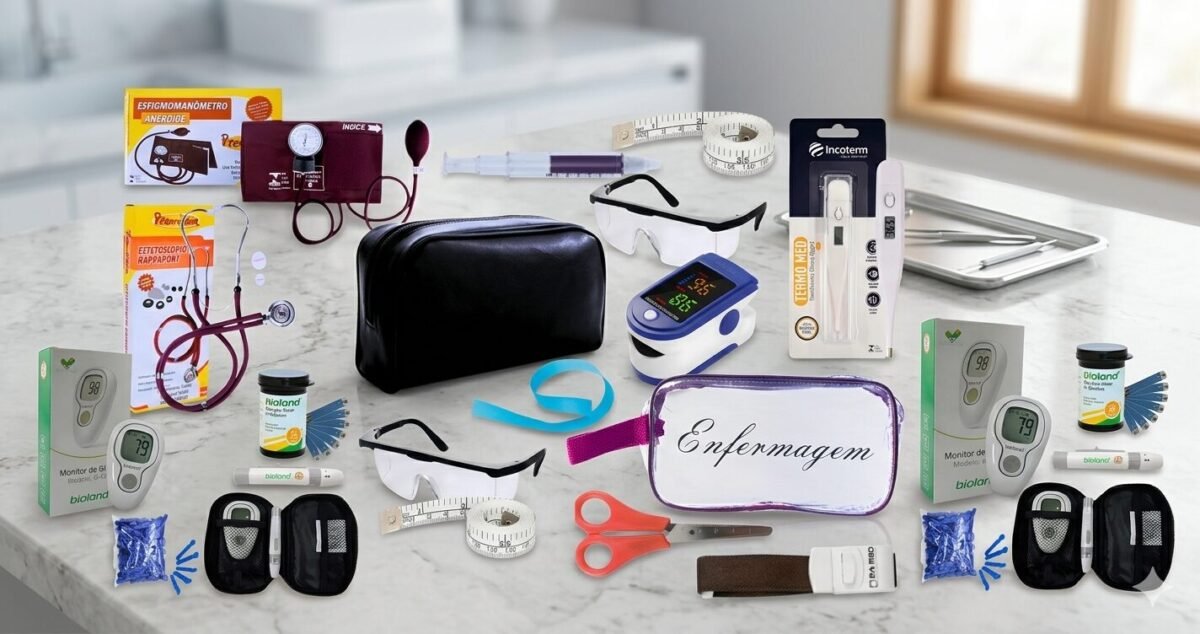 Kit De Enfermagem Luxo Premium Com Medidor De Glicose